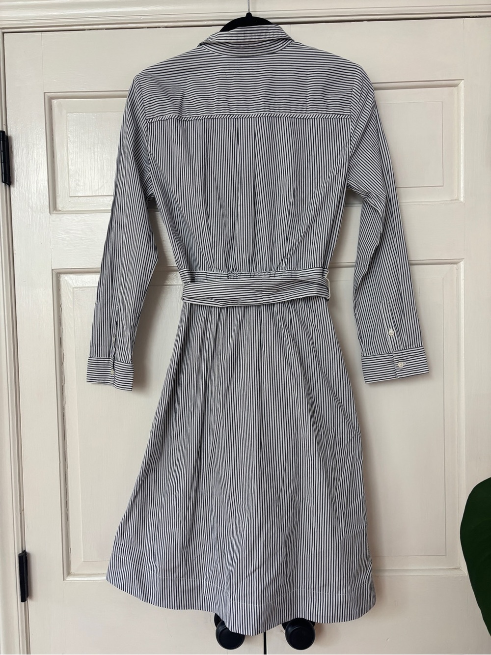 NEW J. Crew Striped Button Up Front Shirtdress Belt Waist Tie Navy White Size 4 - Picture 9 of 14